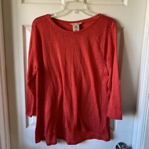 Philosophy Women’s Large Long Sleeve Top Sheer Knit Round Neck Blouse Cover Up